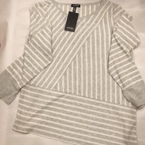 Grey and white striped med size Jones of New York
